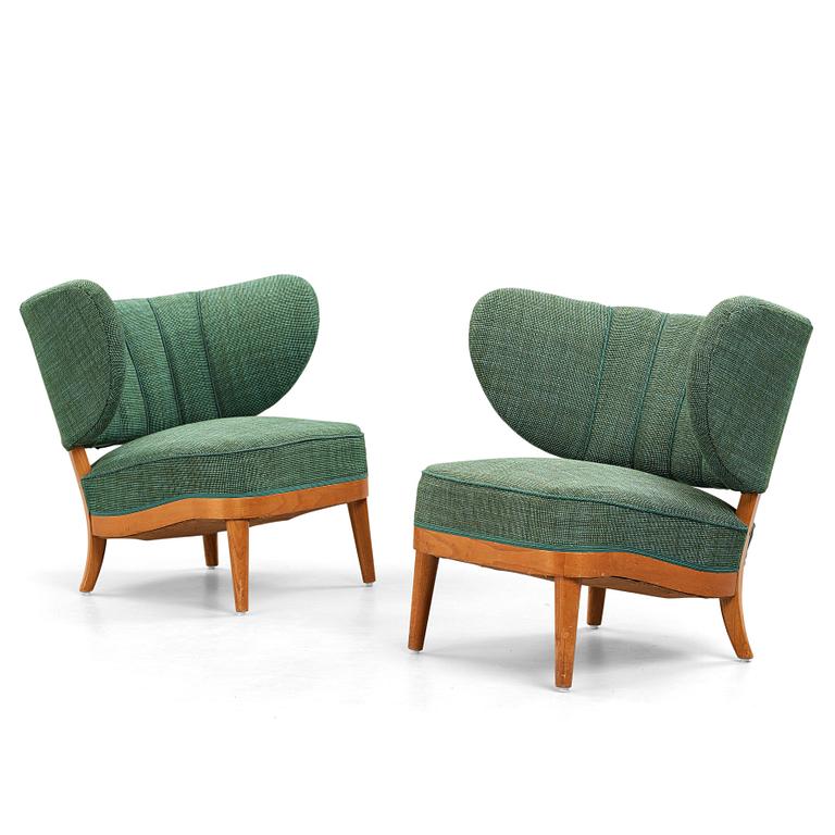 Otto Schulz, a pair of upholstered easy chairs, Boet, 1940's.