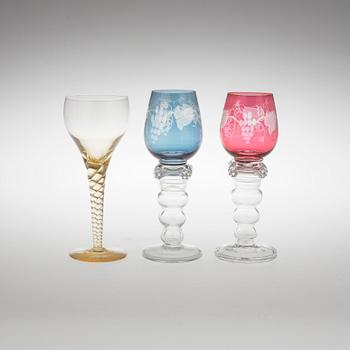 VINGLAS, 8+11 delar, glas, 1900-tal.