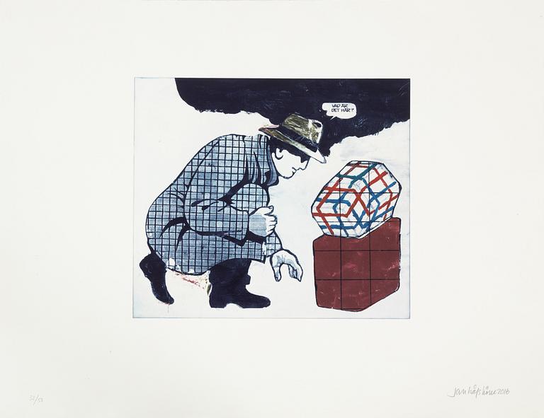Jan Håfström, etching in colours, 2016, signed 32/50.