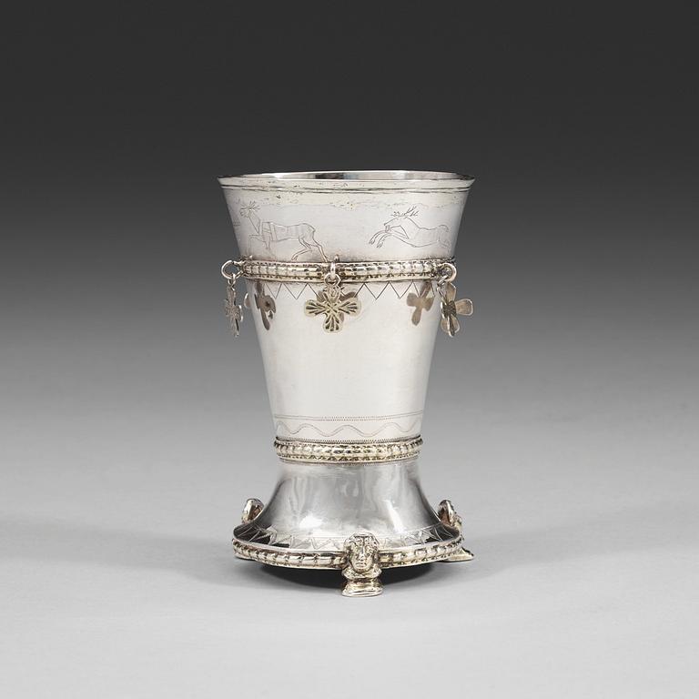 SKRAMMELBÄGARE, sannolikt av Ferdinand Sehl d.y., Stockholm 1727.