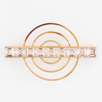 Brooch, Stigbert, Engelbert, 18K gold with synthetic white stones.