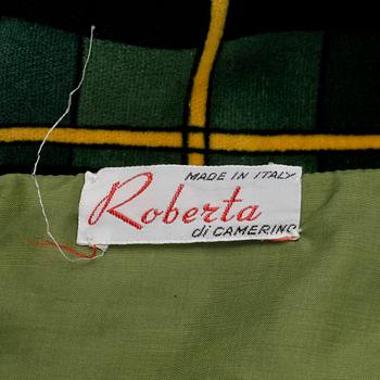 ROBERTA DI CAMERINO, a green and yellow velvet coat.