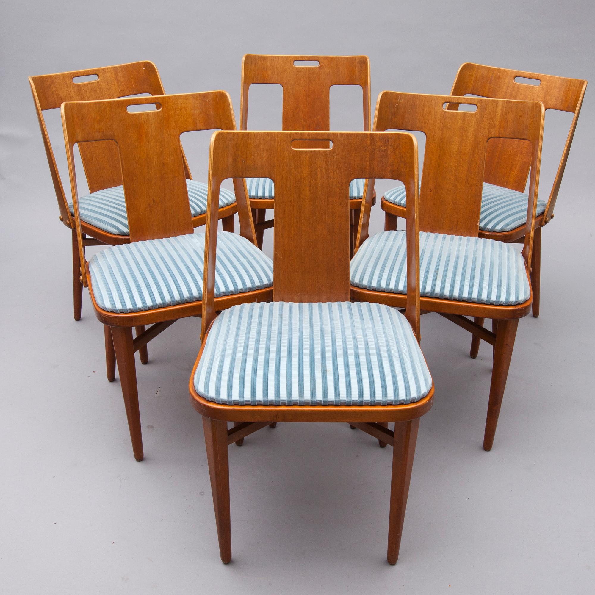 MATBORD och STOLAR, 6 st, Axel Larsson, Bodafors 1900-talets mitt.