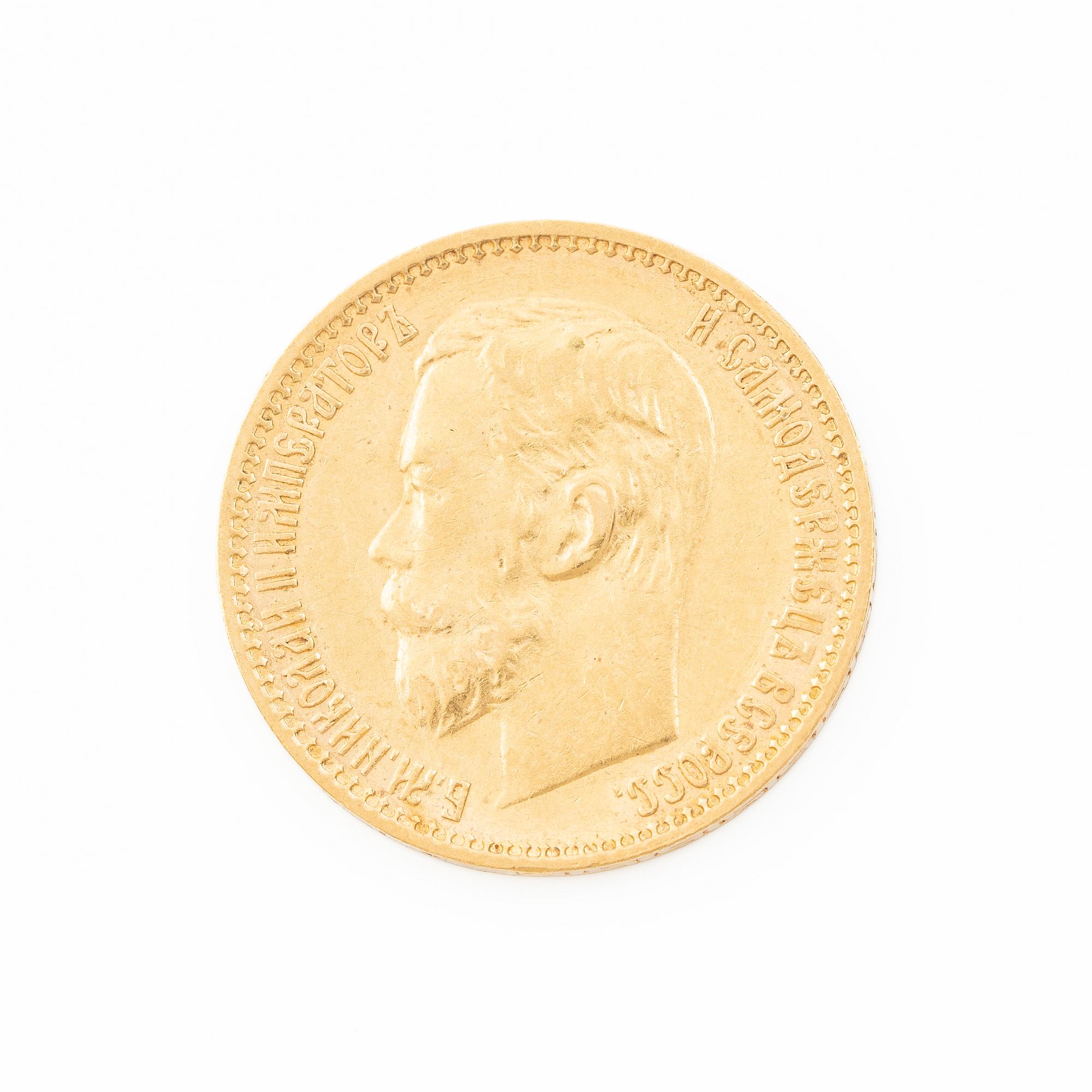 Gold coin, Nicholas II, Russia, 5 Rubles, 1898.