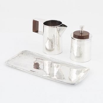 A Peruvian Sterling Silver Creamer, Sugar Box and Tray, 1950s.