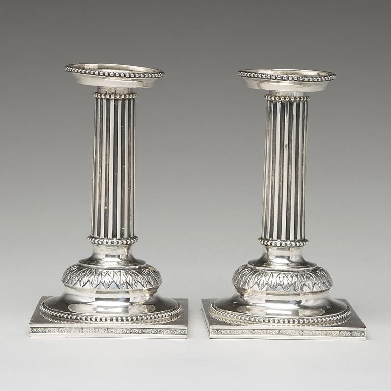 Stephan Westerstråhle, ljusstakar, ett par, silver, Stockholm 1793. Gustavianska.