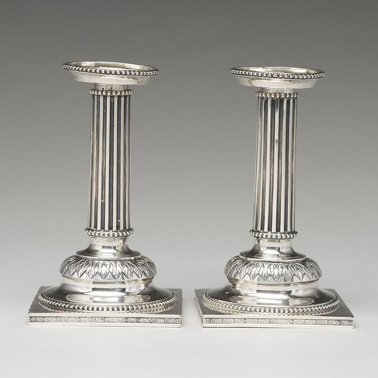 A pair of Swedish 18th century silver candlesticks, mark of Stephan Westerstråhle, Stockholm 1793.