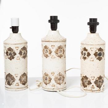 Table lamps, 3 pcs,  Bitossi for Bergboms, second half of the 20th century.