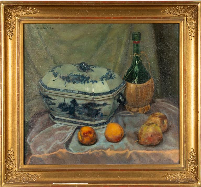 Sigrid Wahlström de Rougemont, Still Life with Fruits, Bottle and East Asian Tureen.