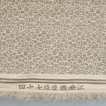 FABRIC ROLLS, 2 pieces, silk. Two uncut rolls of silk yardage. 777 x 71 and 702 x 72 cm. China late Qing dynasty.