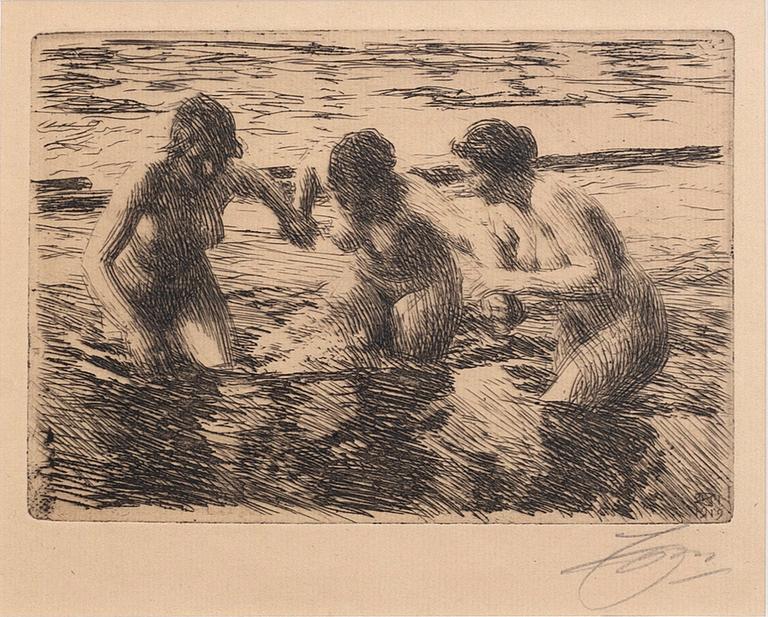 Anders Zorn, a signed etching from 1919.