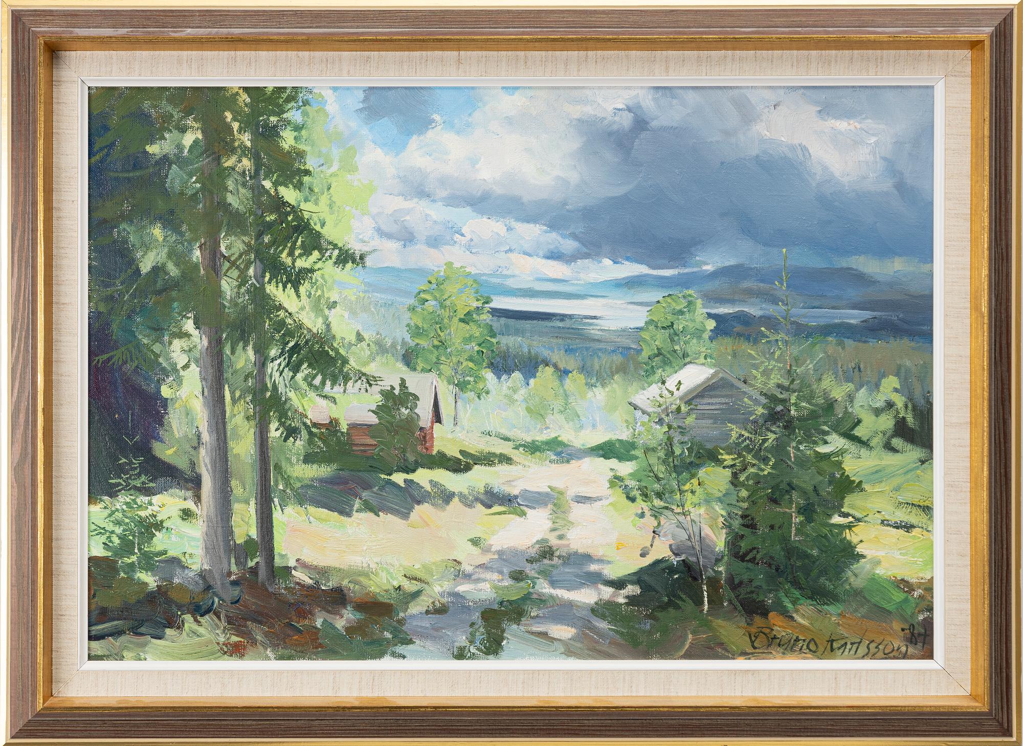 Bruno Karlsson, vy med fäbodar.