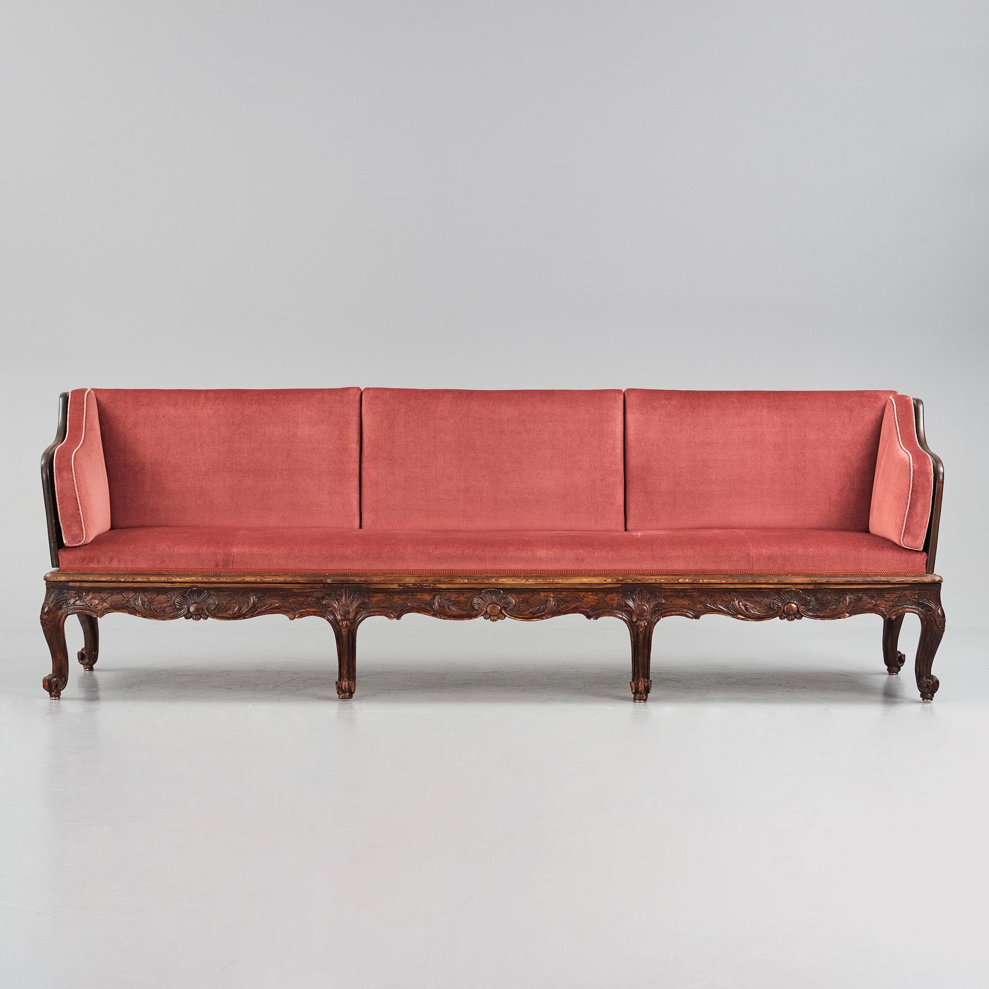 Soffa, Sverige, 1700-talets andra hälft, Rokoko.