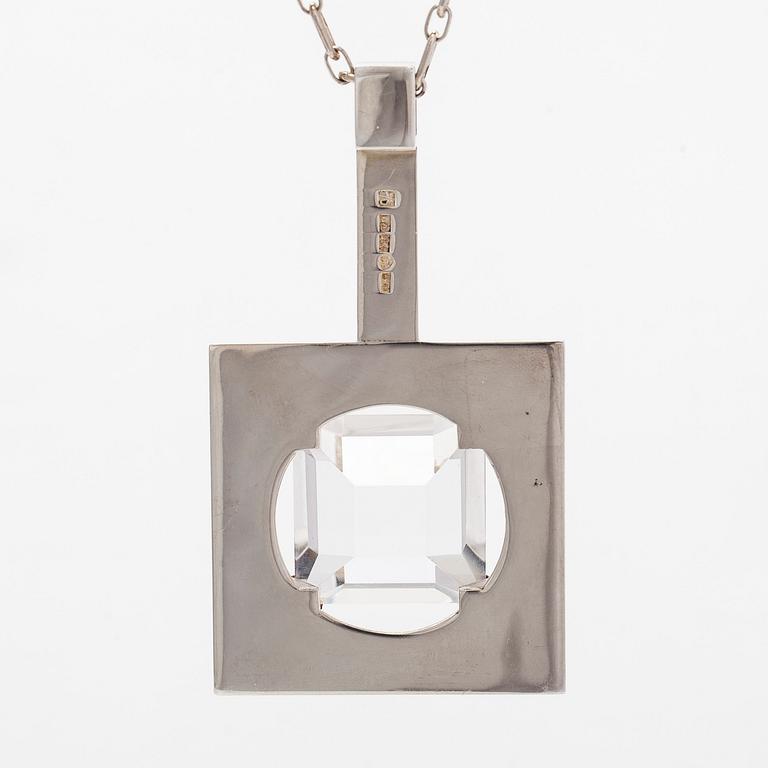 Mirjam Salminen, pendant and chain, faceted synthetic spinel, silver, Kaunis Koru 1974.
