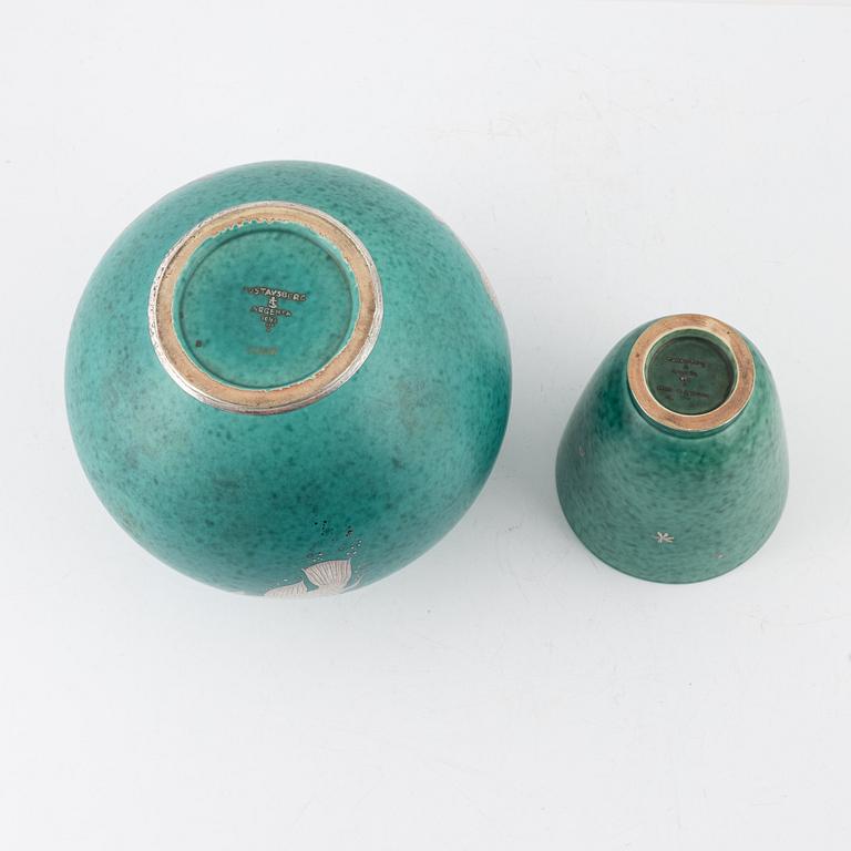 Wilhelm Kåge, two 'Argenta' vases, Gustavsberg.