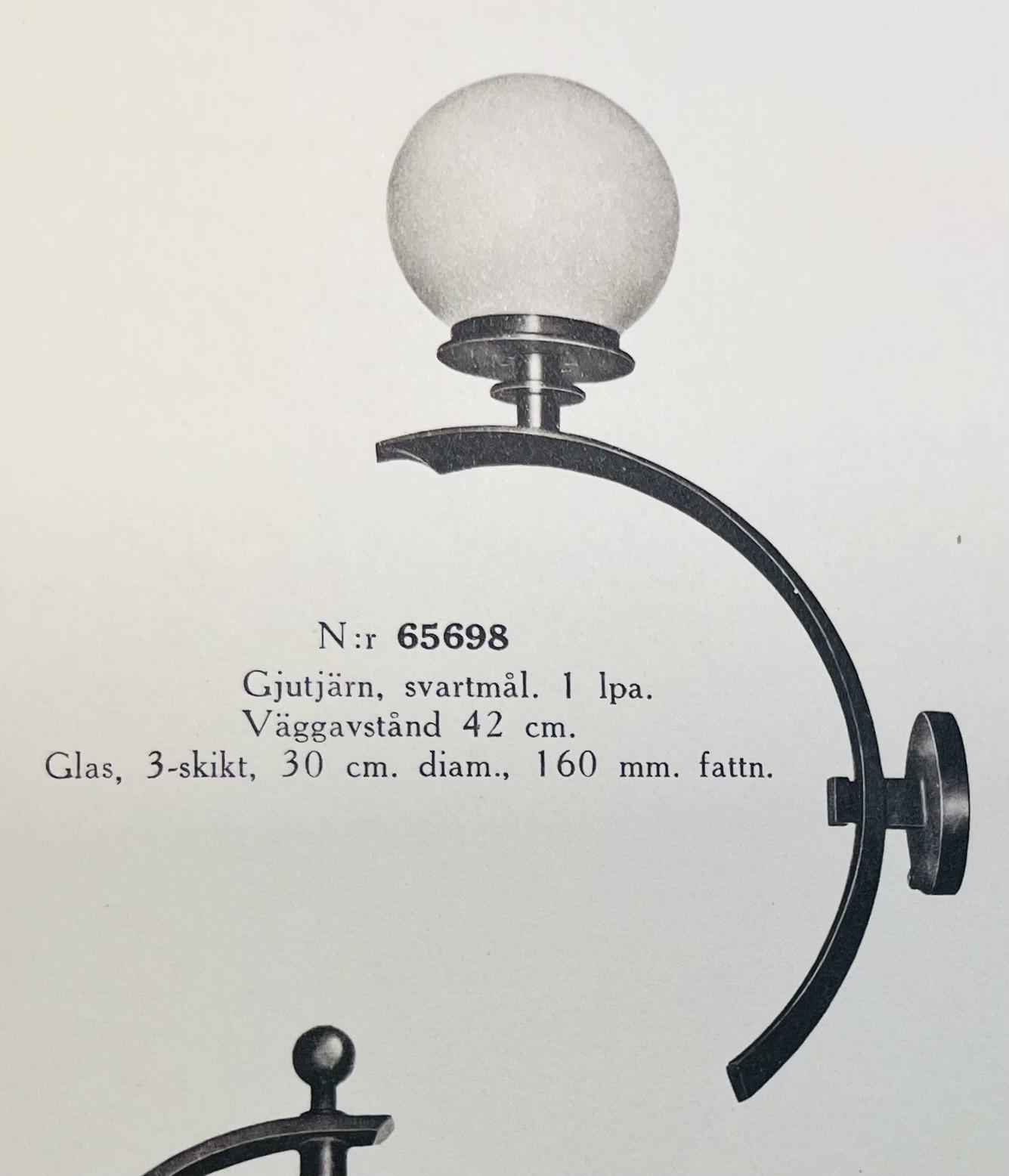Cebe, a wall lamp, model "65698", Svalöv, 1920s-30s.