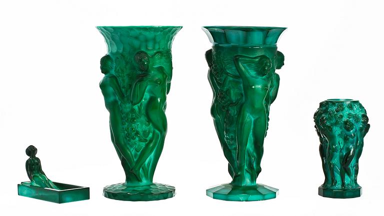 VASER, 3 st, samt FAT, sten, art deco, 1900-talets första kvartal.