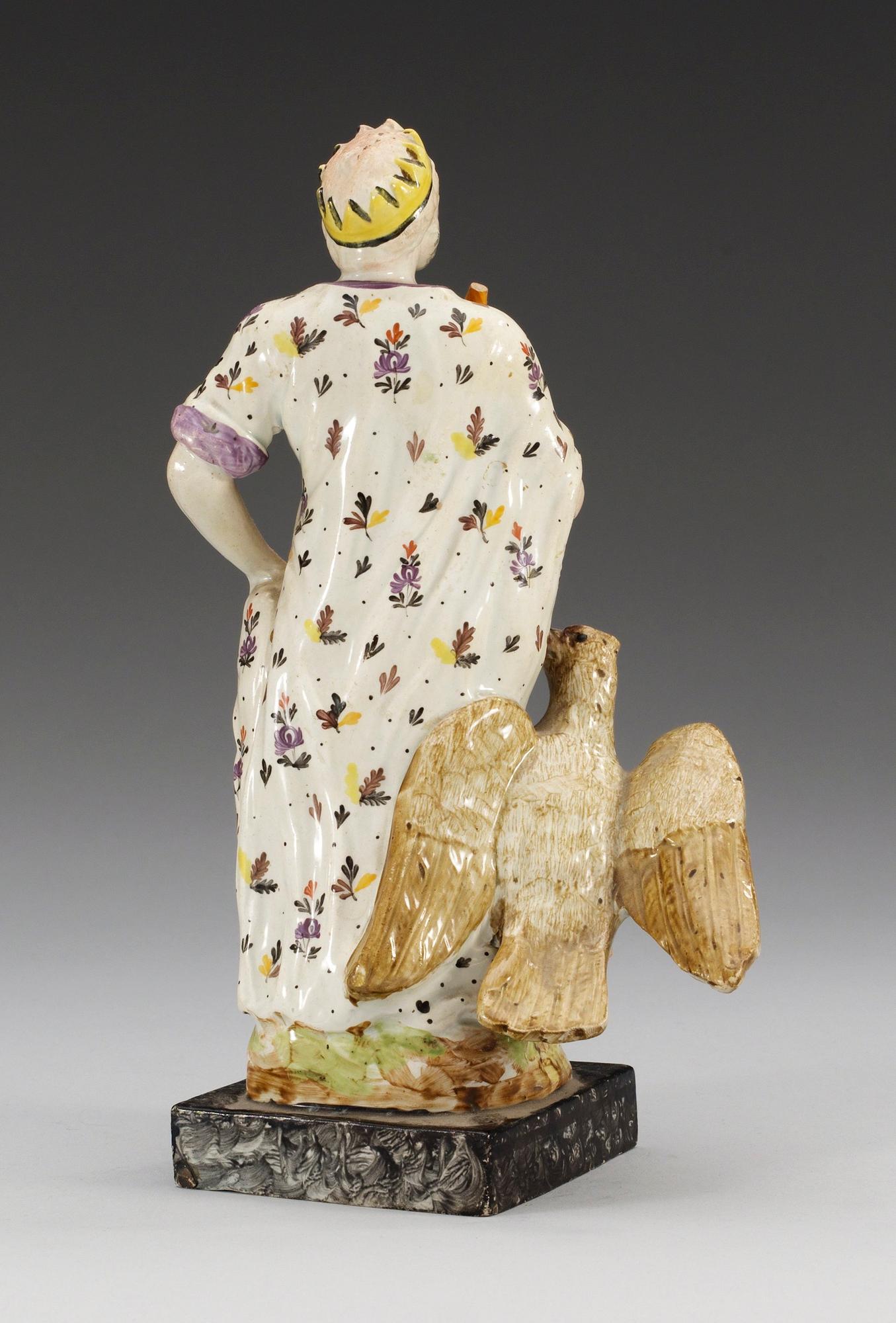 A creamware figure of Jupiter, presumably England, 18th Century.