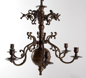 LJUSKRONA, 6 ljusarmar. Malm. Barockstil. H 55.