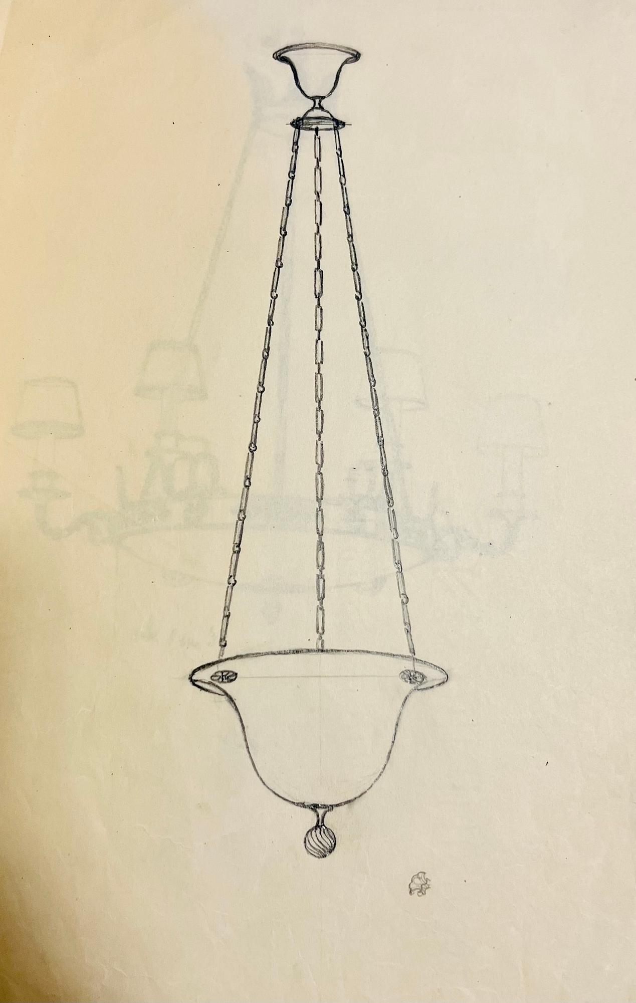 Erik Tidstrand, a model "25090" ceiling lamp, Nordiska Kompaniet, Sweden, circa 1923.