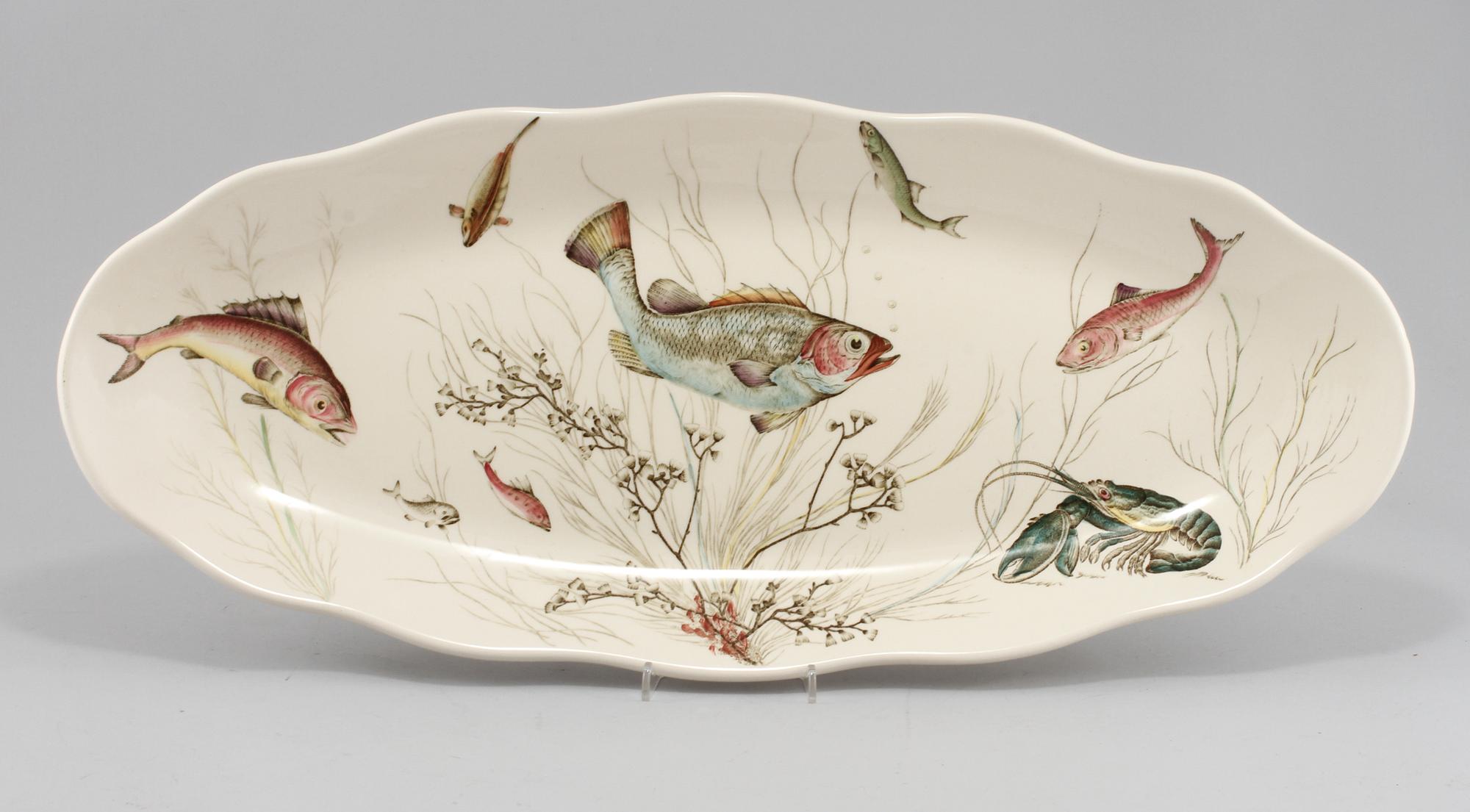 SERVISDELAR, 15 st, flintgods, "Fish" Johnson Bros. England, 1900-talets andra hälft.