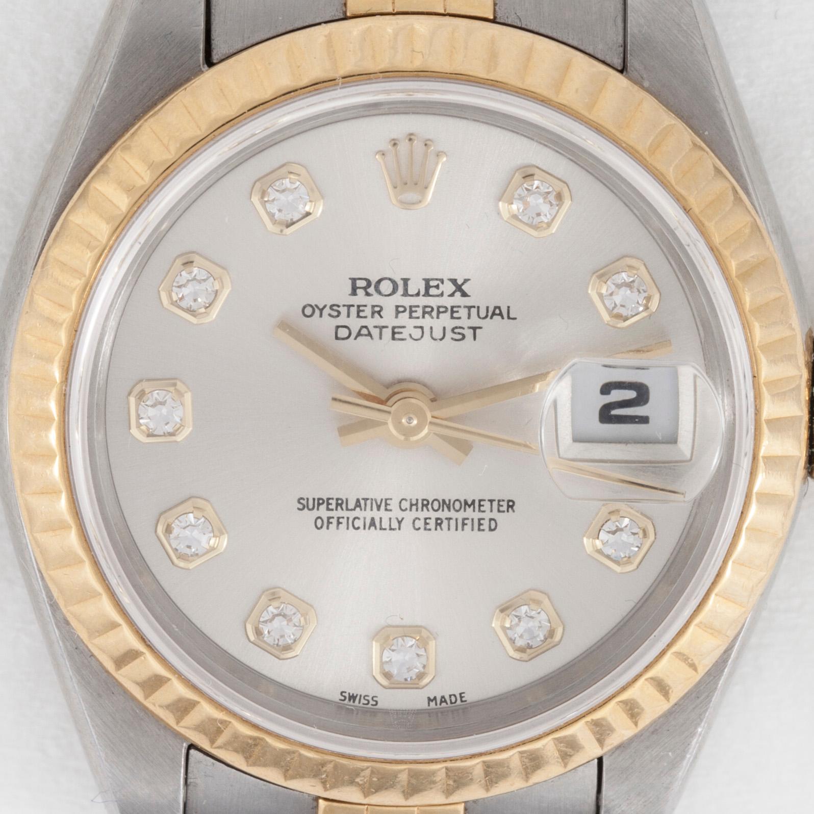 ARMBANDSUR, dam, Rolex, Oyster Perpetual Datejust, stål och guld med 11 diamanter.