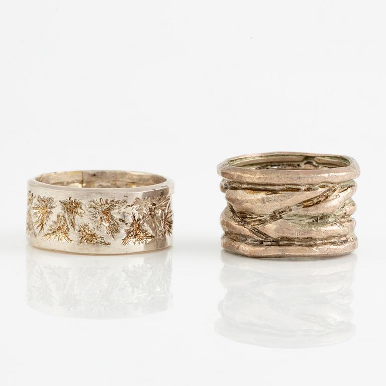 Lars Arby, six rings, silver, Gothenburg approx. 1966 and 1976.