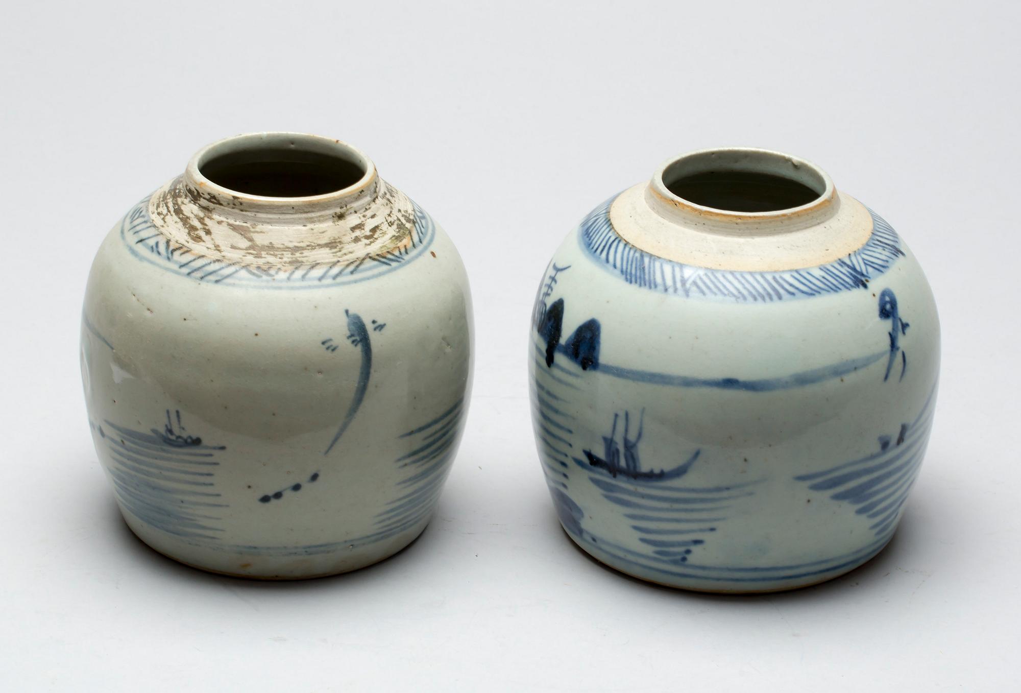 BOJANER, 2 st, porslin, Kina 1800-tal.