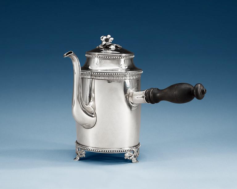 KAFFEKANNA, silver av Andres Fredrik Weise, Stockholm 1785. Gustaviansk.