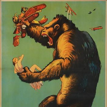 MOVIE POSTER, "King Kong", J Olséns Litografiska Anstalt, Stockholm, 1933.