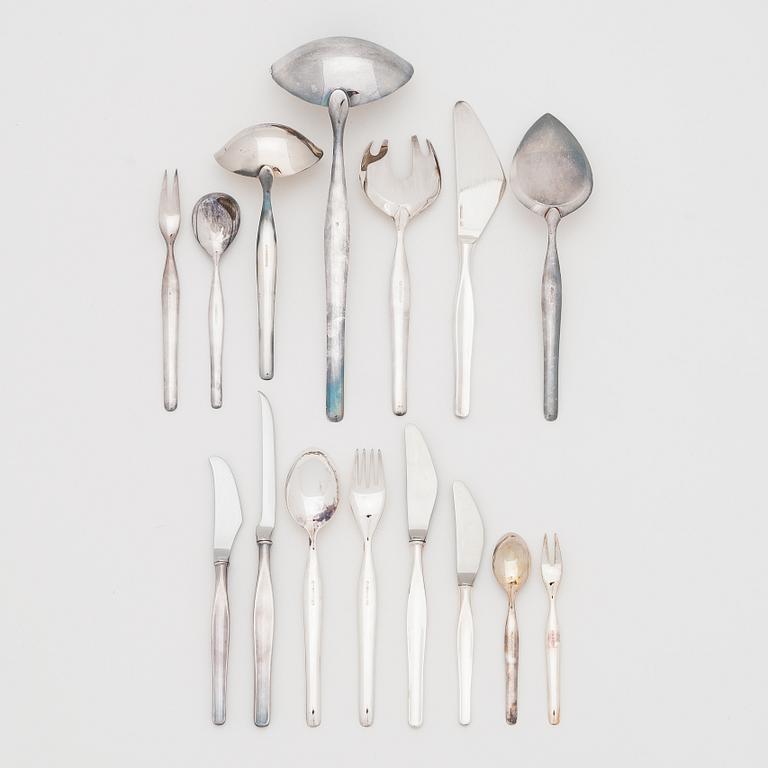 Tapio Wirkkala, bestickuppsättning, 80 dlr, silver, "Tapio", Kultakeskus, Tavastehus 1961-90.