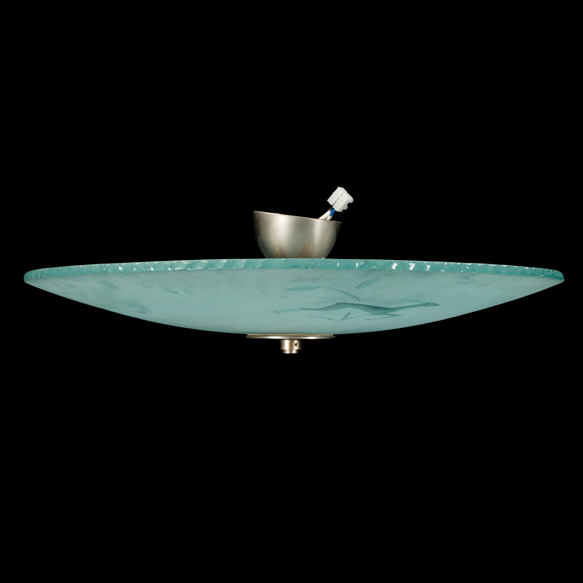 An Art Deco glass ceiling light, 1930's,