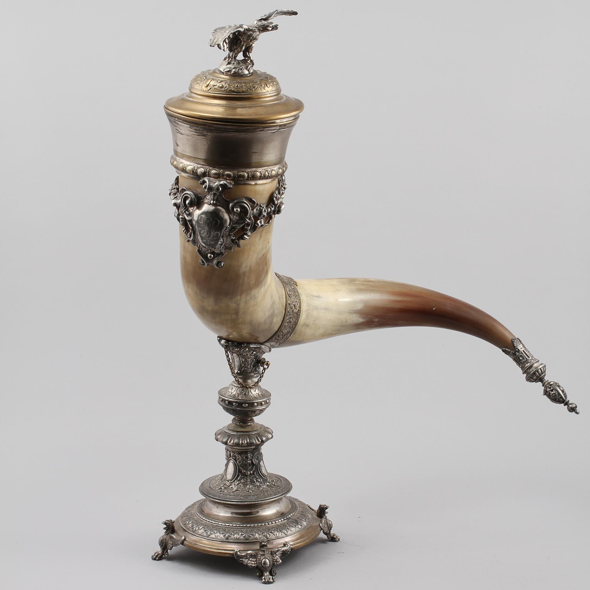 DRYCKESHORN, horn och metall, 1800-talets slut.