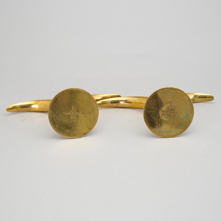 Two brass candlesticks by Ivar Ålenius-Björk, "Liljan", Ystad Metall.