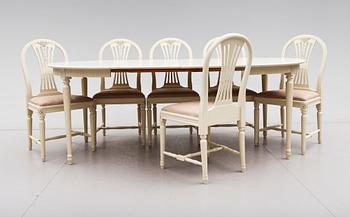 MATGRUPP, 7 delar, gustaviansk stil, 1900-talets andra hälft.