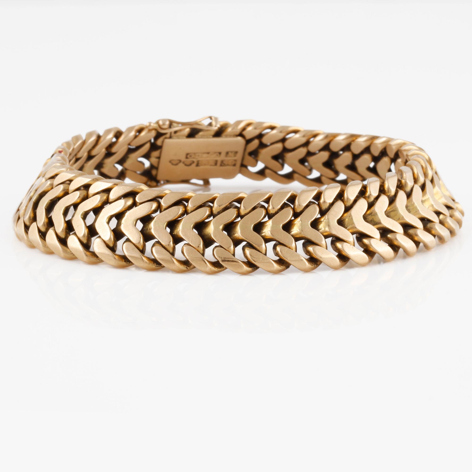 ARMBAND, 18K guld, Gustav Dahlgren & Co, Malmö. Vikt 72,4 gram.