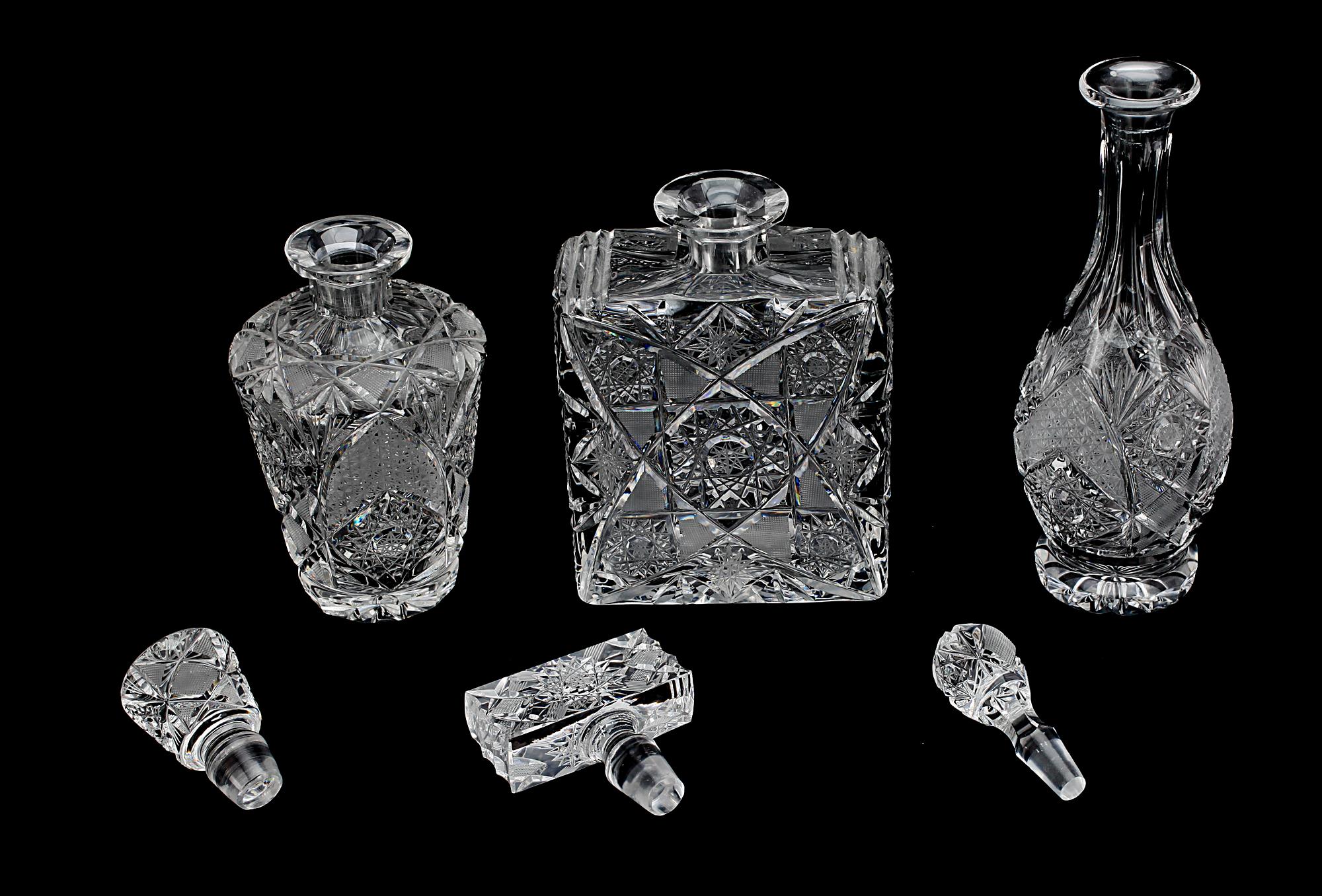 KARAFFER, 3 st, glas, 1900-tal.
