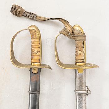 Two Swedish cavalry swords, 1867-93 pattern, with scabbards.