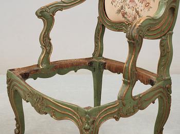 A Rococo 18th century armchair.