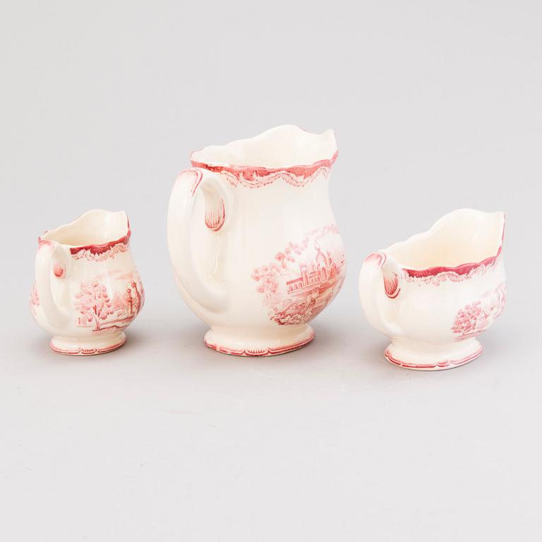 MATSERVIS, 157 delar, flintgods, "Bengali, röd", Rörstrand, 1940-tal.