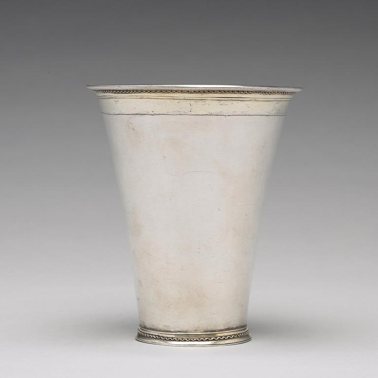 A Swedish 18th century parcel-gilt silver beaker, mark of Herman Hermansson, Göteborg 1717.