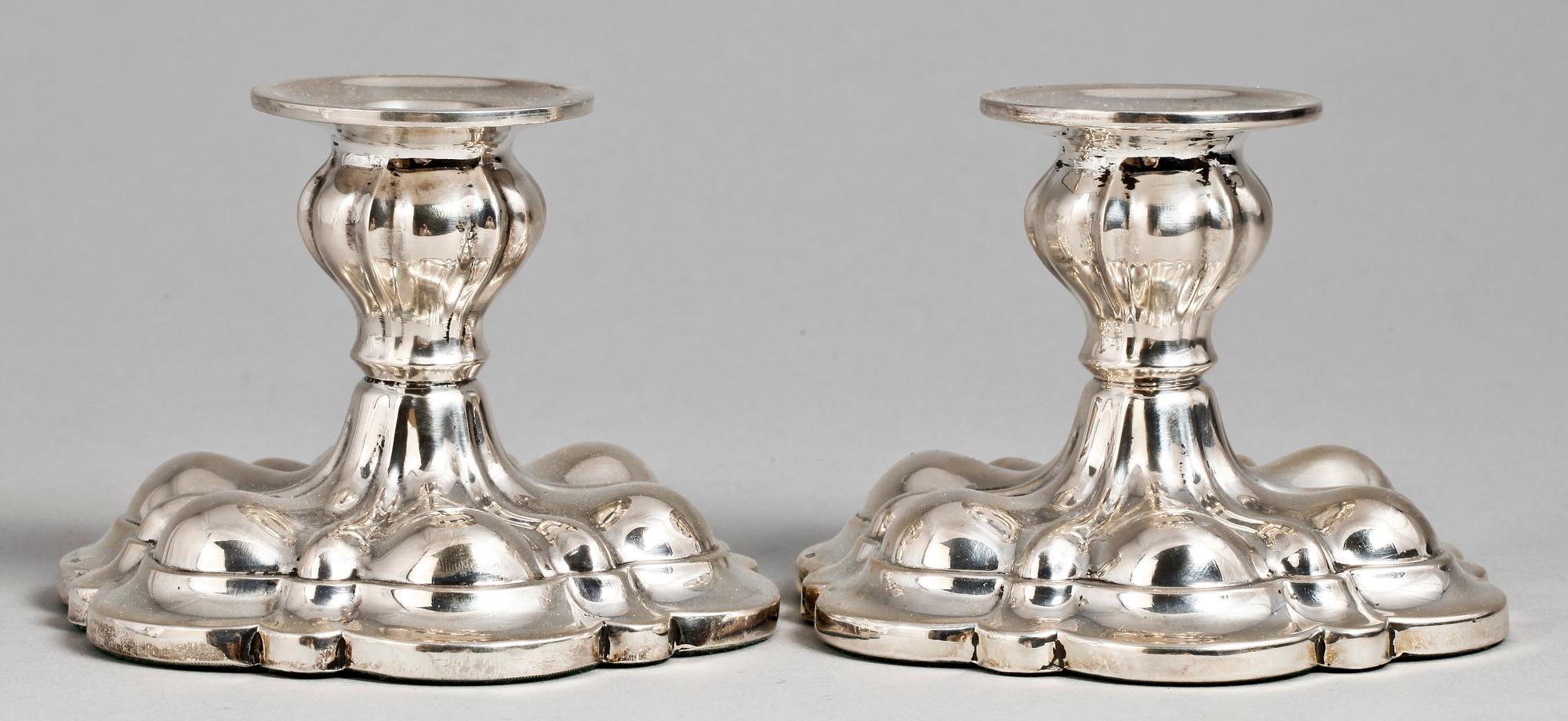 LJUSSTAKAR, 2 par, silver, bl.a. Tore Eldh. 1900-tal.