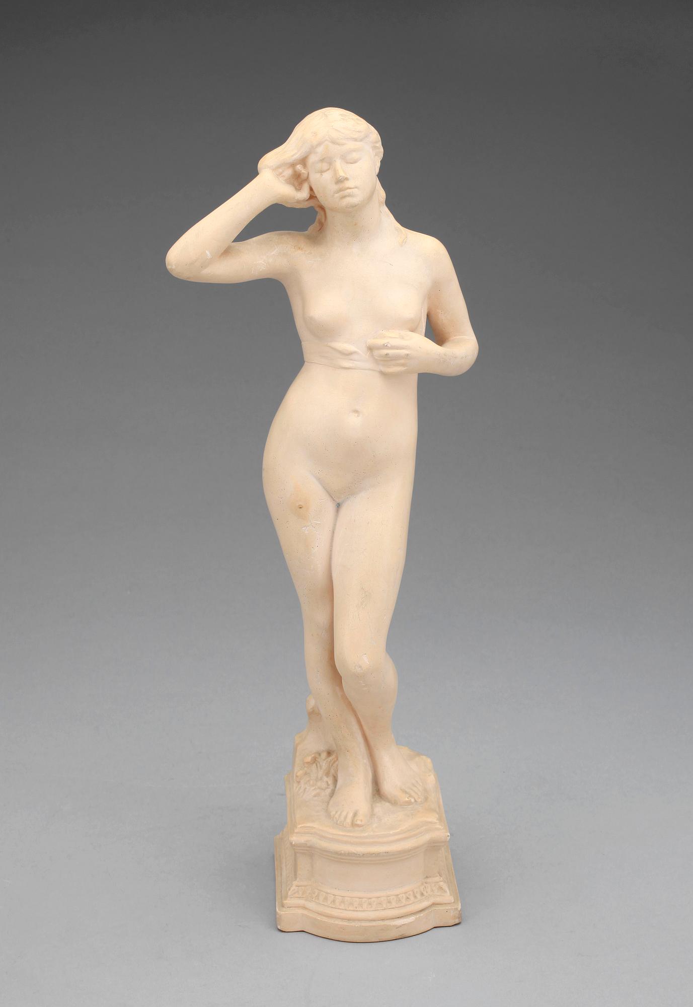 PER HASSELBERG, skulptur, gips, "Snöklockan",  sign, Paris, 1800/1900-tal.