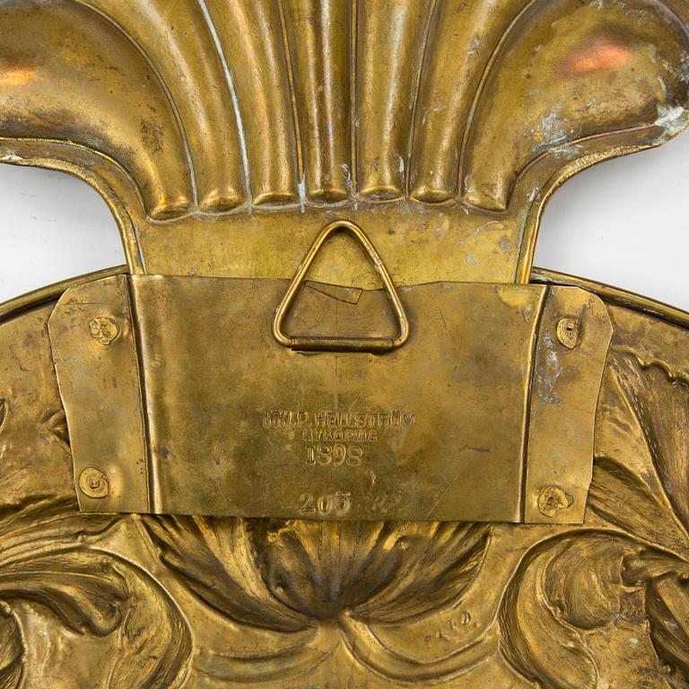 A pair of baroque style brass wall lights by Johan F. Hellström, Nyköping, 1898.