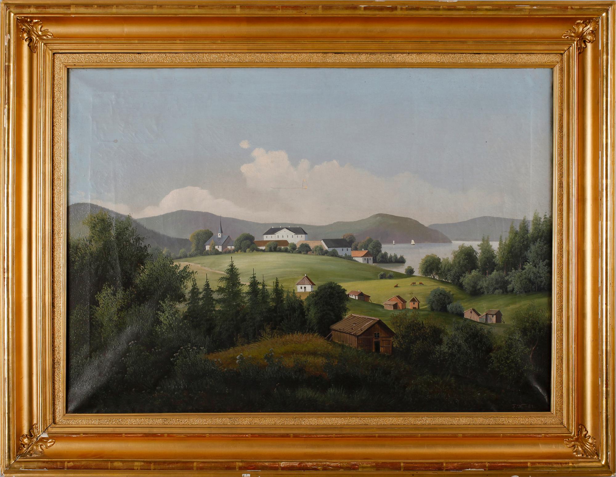 OKÄND KONSTNÄR, sannolikt Norge, 1800-tal, olja på duk, monogramsign och dat FN 82.