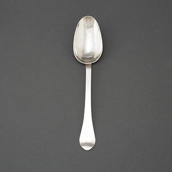 A silver rat tail spoon, possibly Oberphalen,  Estonia 18th century, unidentified makers mark.