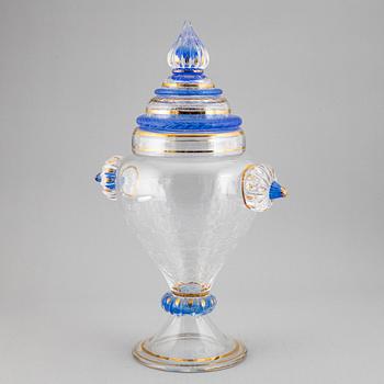 MONICA BACKSTRÖM, lockpokal, glas, signerad, Kosta Boda.