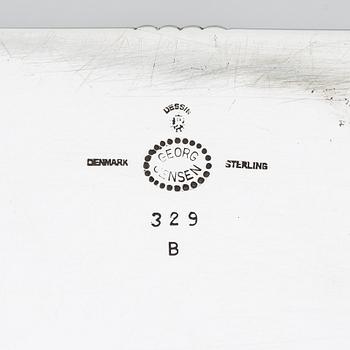 Johan Rohde, a sterling silver cigar box with wood interior, Georg Jensen, Copenhagen 1925-1932, design no. 329B.