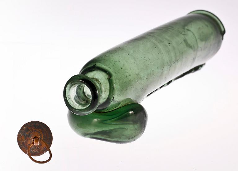 BRÄNNVINSFLASKA, glas, 1800/1900-tal.