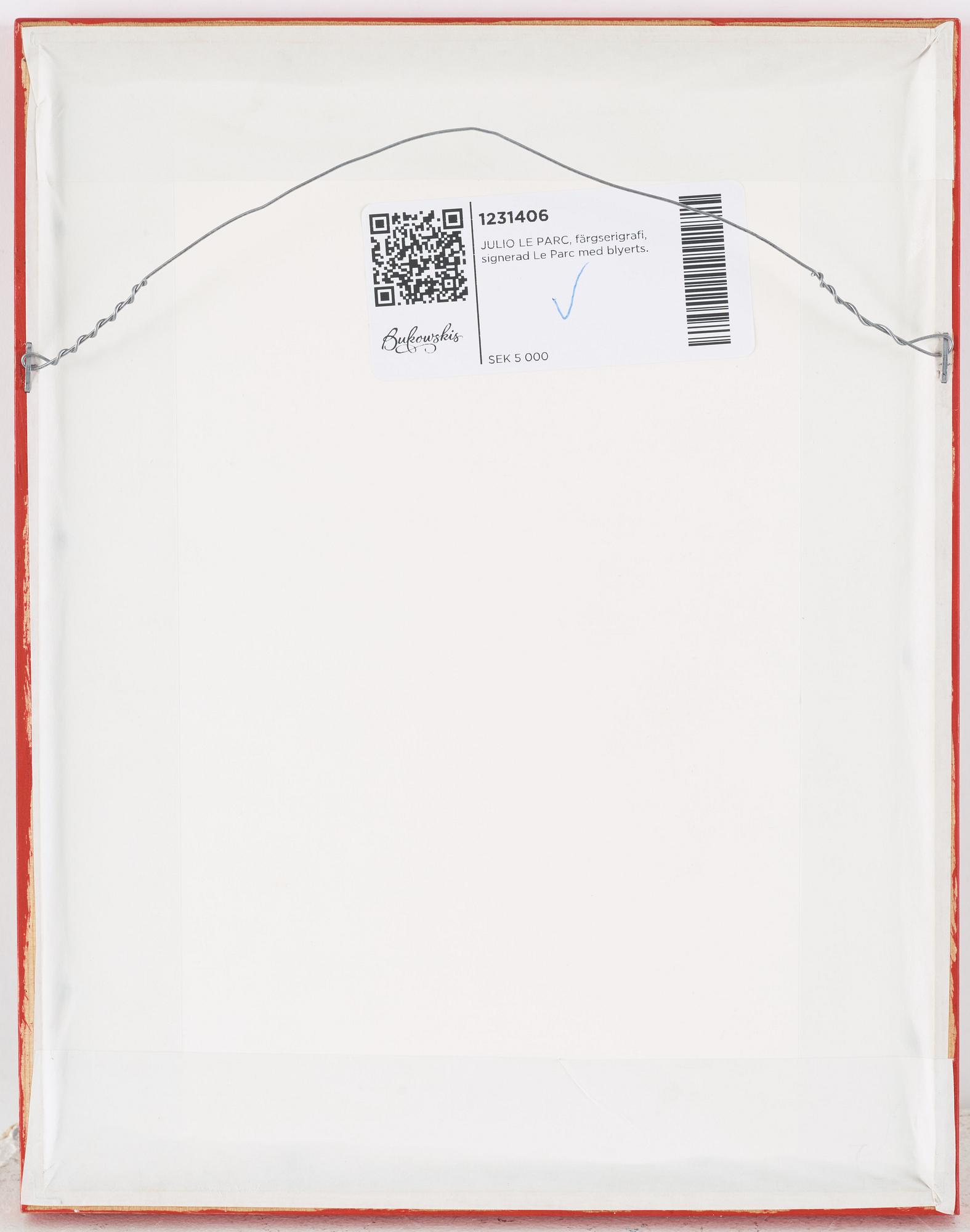 JULIO LE PARC, färgserigrafi,  signerad Le Parc och numrerad 57/120 med blyerts.